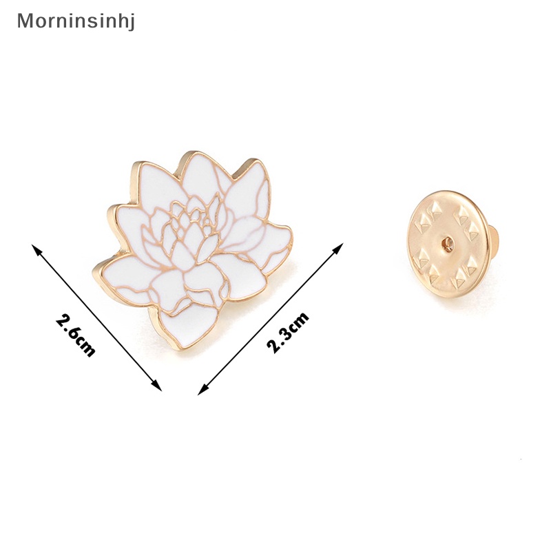 Mornin Buddhism White Lotus Flower Enamel Pin Bunga Tanaman Bros Denim Coat Ransel Lapel Pin Pria Wanita Lencana Jepang Perhiasan Hadiah Syal Kancing id