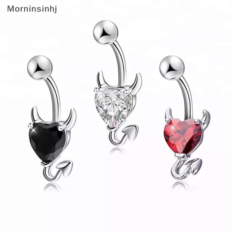 Mornin 1pcs Cincin Pusar Belly Button Glitter Love Heart Decor Navel Nail id