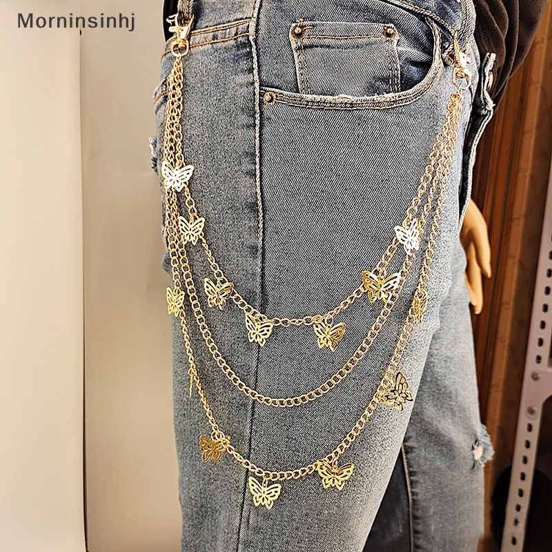 Mornin Multilayer Liontin Kupu-Kupu Sabuk Gantungan Kunci Hip-hop Rantai Pinggang Celana Jeans id