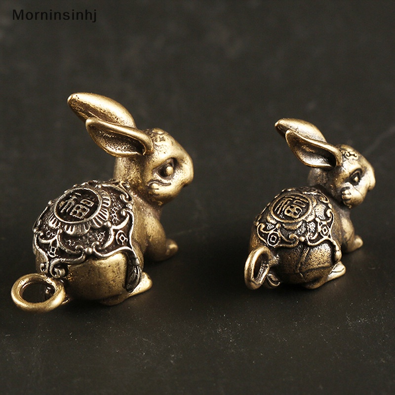 Mornin Patung Miniatur Hewan Kelinci Zodiak Tembaga Murni Desktop Ornamen Liontin id