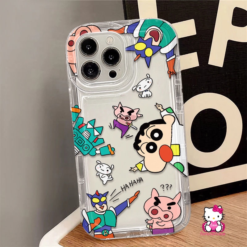 Untuk Redmi Note8 10 11 11s 10s 10 Pro Max9 Redmi 12C 9C NFC 10A 9 9T A2 10 A1 9A POCO F4 Couple Kartun Crayon Shin-chan Graffiti Lucu Imut Lembut Airbag Case