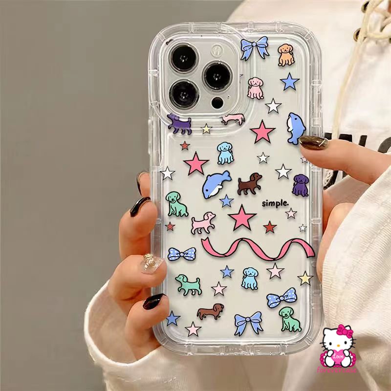 Fun Dog Whale Ins Korea Creative Ikatan Simpul Untuk Realme C15 C25 C55 C30S C33 C35 C25Y C30 C21Y C25s C20 C3 C1 C12 C1 C17 C2 5s 5 9i 6i 5i 7i Bintang Mengkilap Yang Indah Lembut Airbag Cover