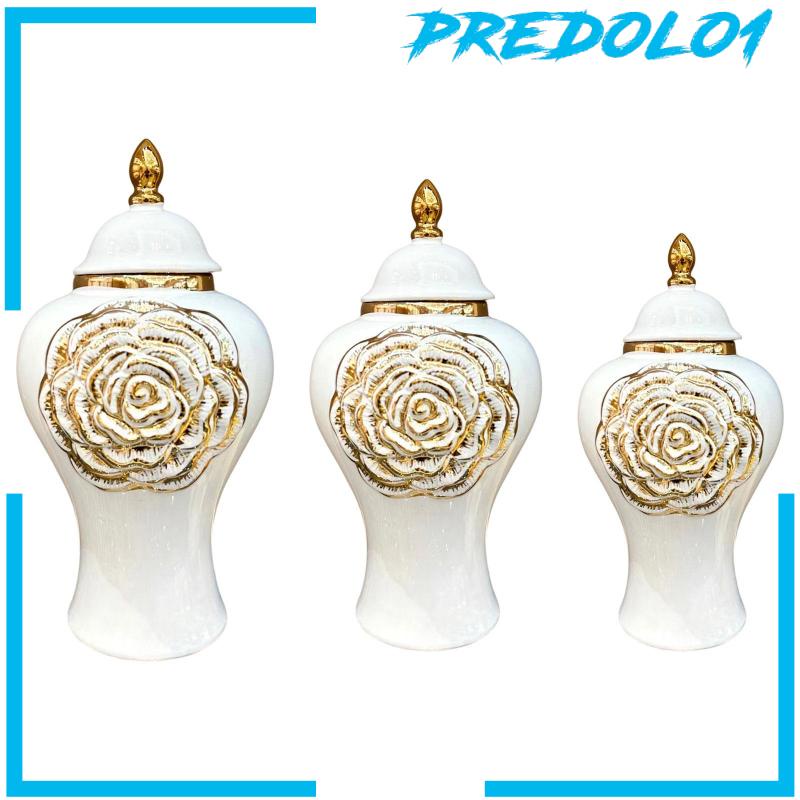 [Predolo1] Vas Keramik Storage Jar with Lid Temple Jar Glazed Home Accent Piece Modern