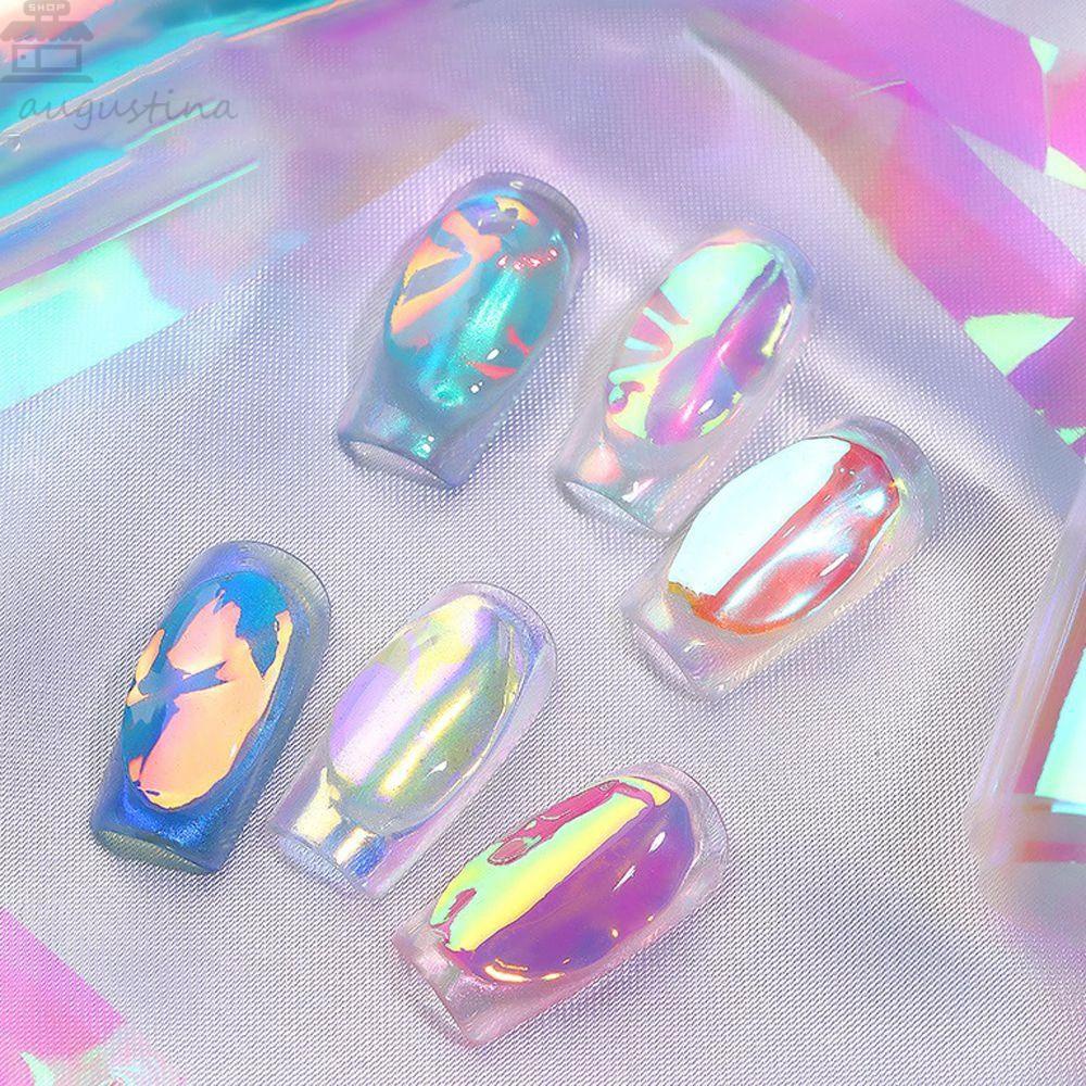 AUGUSTINA Agustina Aurora Kuku Foil Hati Wanita Nail Art Decals Manicure Nail Art Dekorasi Hologram Film 3D Cellophane Kertas