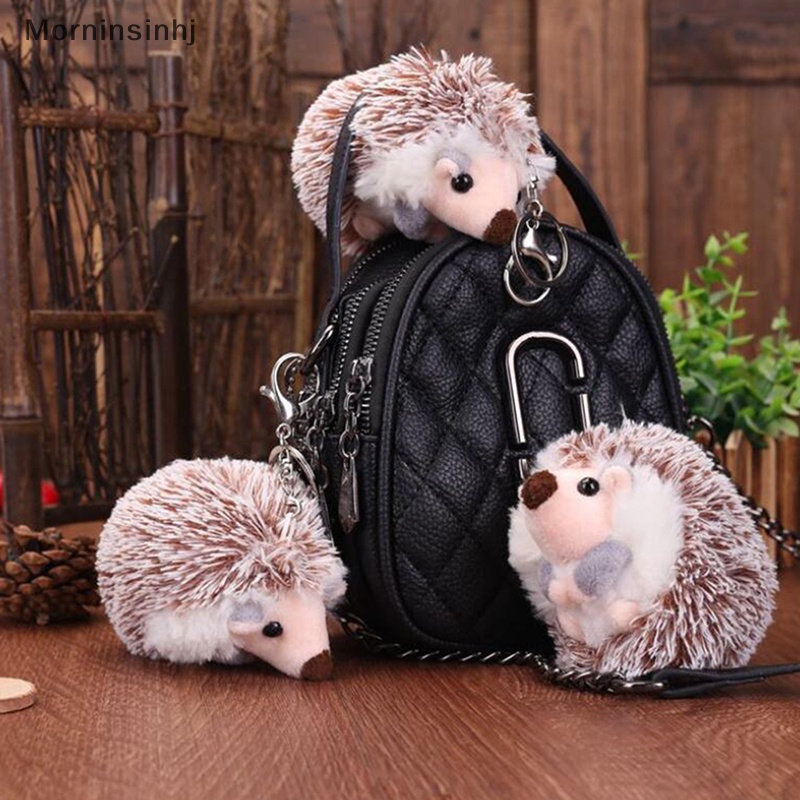 Mornin Lucu Mewah Pompon Landak Hewan Gantungan Kunci Tas 10 cm Ponsel Liontin Keyring id