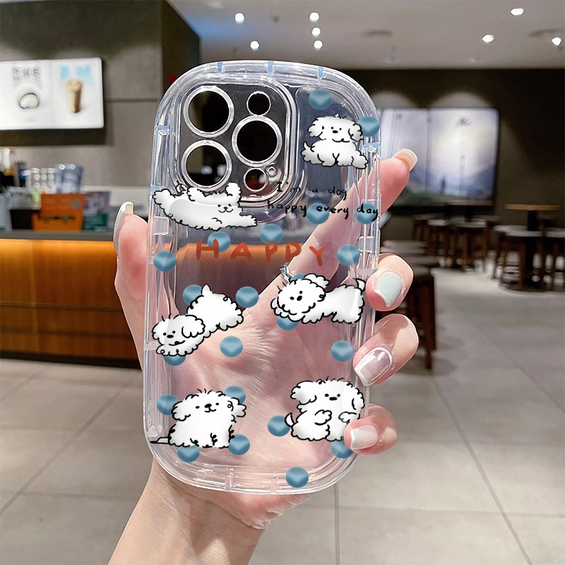 IPHONE Casing Ponsel Tahan Guncangan Anjing Lucu Kompatibel Untuk Iphone14 13 11 Pro Max12 8 7 Plus XS XR X Soft Casing Transparan TPU Silikon Bening Cover Pelindung