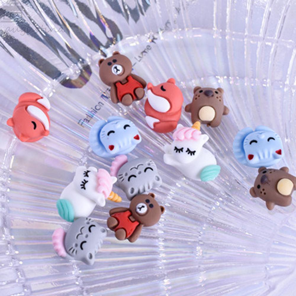 AUGUSTINA Agustina Dekorasi Nail Art 3D Gadis Lucu Scrub Matte Totoro Kartun Beruang DIY Ornamen