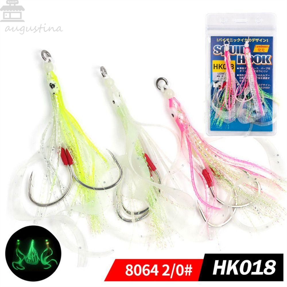 AUGUSTINA Agustina Assist Hooks Aksesoris Pancing Buatan Silikon Luminous Umpan Jig Lembut Untuk Air Asin