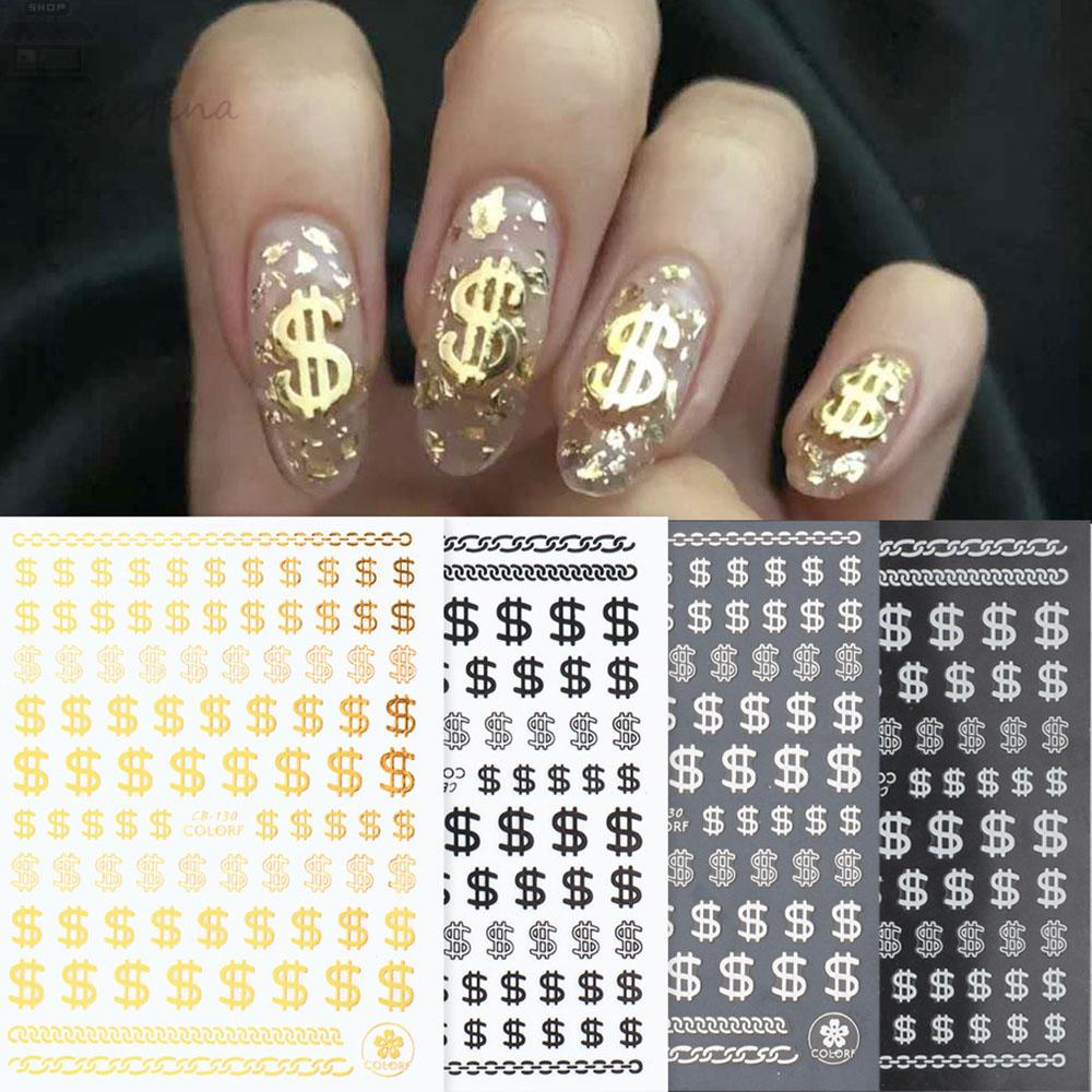 AUGUSTINA Agustina Nail Art Dekorasi DIY Personalitie Phrase Uang Retro Self Adhesive Manicure Decals