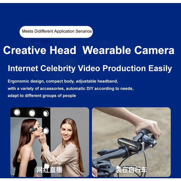 PNK23 QS Head Mounted Mini WIFI Sport Camcorder 4K 30FPS Anti Shake