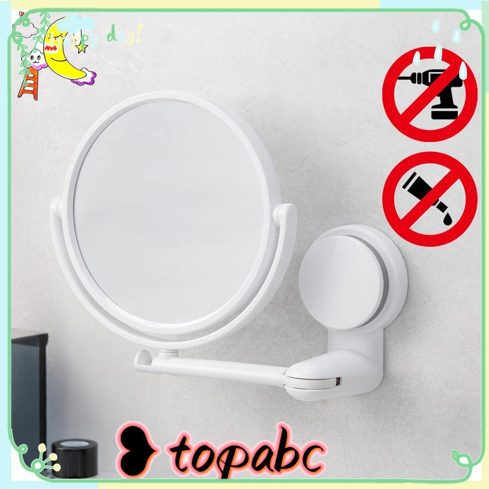 TOP Vanity Mirror Plastik Self Adhesive Vacuum Suction Bulat Aksesoris Mandi Lipat Perlengkapan Makeup