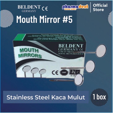 Pharmadent - Beldent Stainless Steel Kaca Mulut Mouth Mirror [NO.5] 1 BOX
