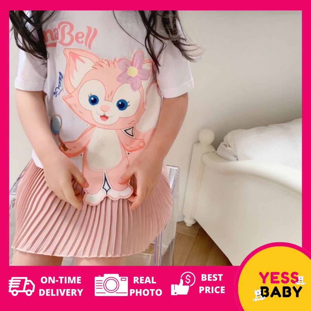 YESSBABY  WHITE STELLA 1-9 tahun Baju anak perempuan Gaun jala anak perempuan baru/Gaun kasual lengan pendek anak perempuan/Dress anak perempuan cewek/rok anak/gaun anak/kado anak perempuan ulang tahun