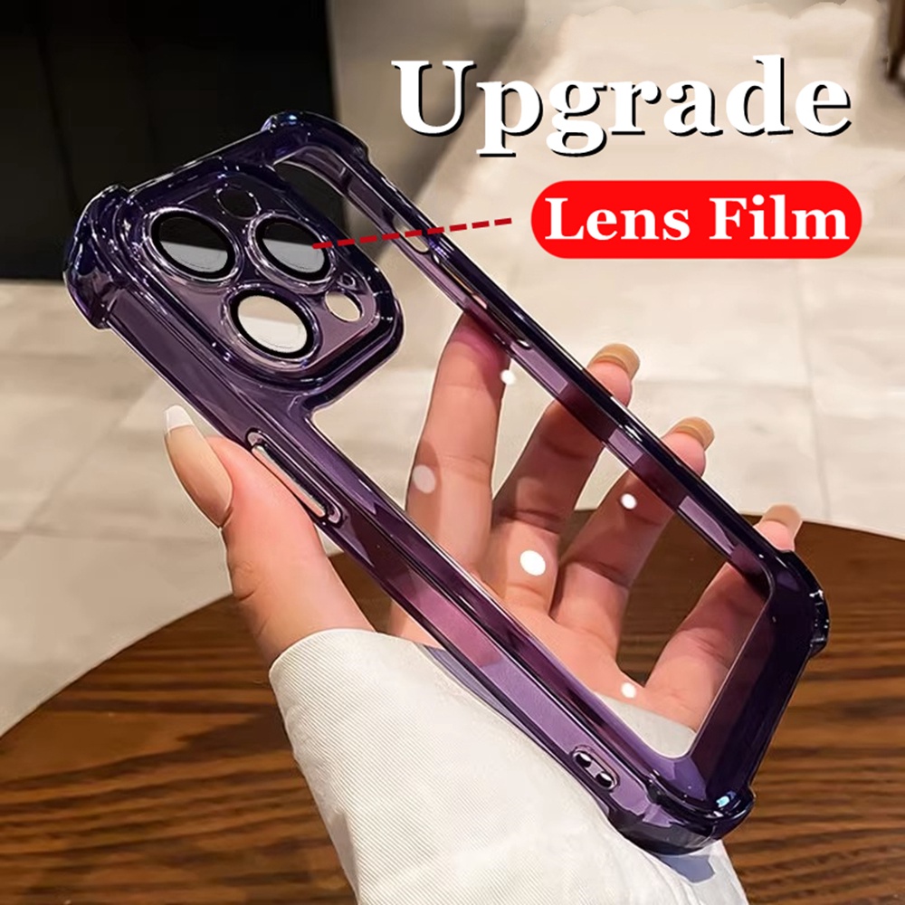 Upgrade Space Phone Case Untuk iPhone 11 Pro 12 13 14 Pro Max14 Plus Casing iPhone Xs Max XR X Cover Transparan Shockproof Dengan Pelindung Kamera