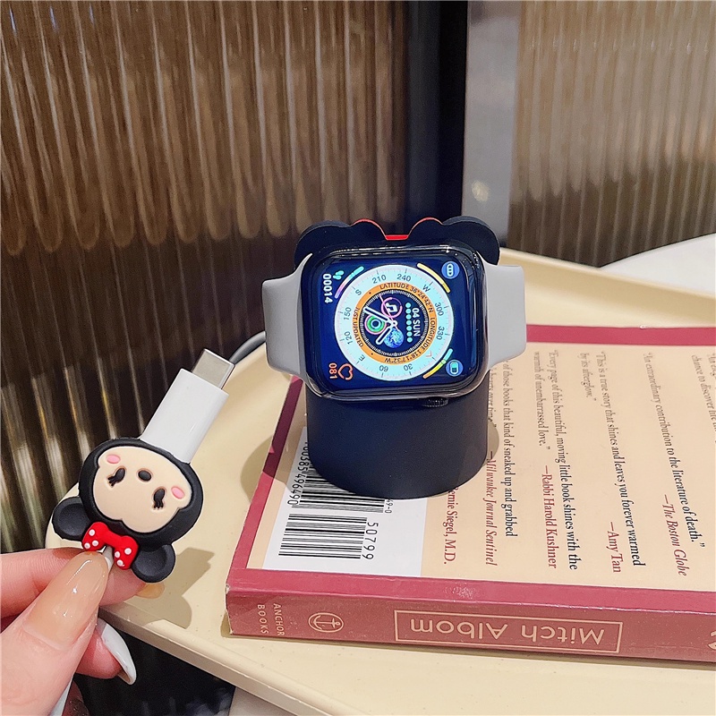 Kartun Stitch Mickey Lucu Bracket Silikon Charger Dock Untuk Apple Watch Stand Kompatibel Untuk Apple IWatch Kartun Charging Base Holder