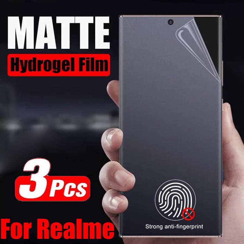 3pcs Full Cover Matte Hydrogel Film Untuk Realme C33 C30 C30s C31 C3i C25 C25s C25Y C20 C20A C21 C21Y C17 C15 C12 C11 Pelindung Layarfor Realme C3 C2 C2s C1 V30 V23 V23i V21 V20 V15