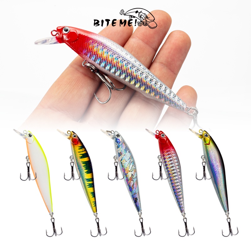 1pcs Bass Fishing Lure Crankbait Slow Sinking Swimbait 5.5cm /6.5cm /8cm /10cm ABS Ikan Kecil Air Tawar Air Asin