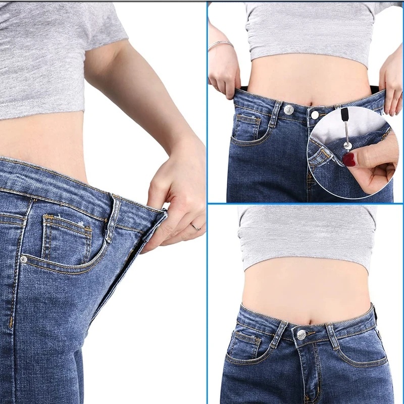 10pcs Detachable Jeans Waist Button Adjustable Reusable Jahitan Bebas Gesper Snap Logam Dengan Obeng DIY Aksesoris Pakaian