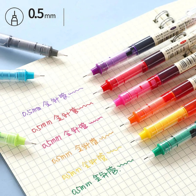 0.5mm Colorful Roller Pen/ Jarum Cair Lurus Type Gel Pen/ Cepat Kering Kapasitas Besar Tulisan Diary Alat Tulis Kantor