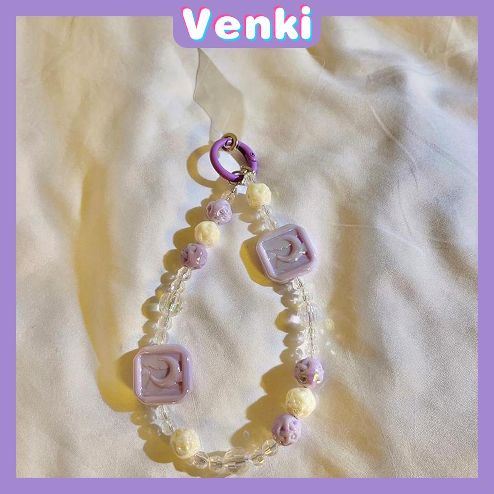 Venki - Casing Ponsel Gesper Gelang Lanyard Gelang Manik-manik Berwarna-warni Yang Indah Berbagai Macam Gaya Multicolor Hati Busur Bulan Multicolor Sederhana Kompatibel iPhone Case