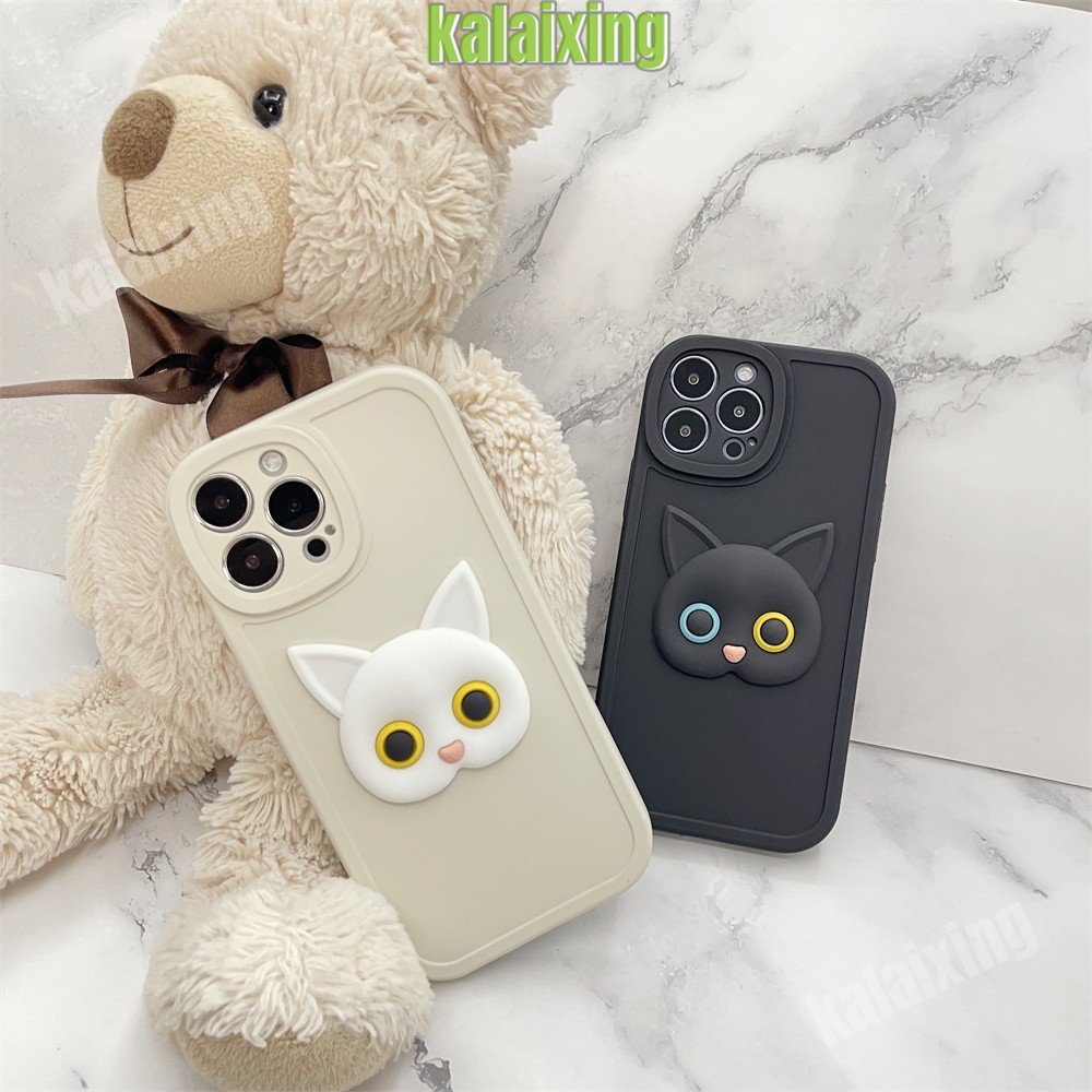 Casing Silikon Lembut Untuk iPhone 11Pro 13 Pro Max12 11 Pro Max7/8 X XS Max XR 7Plus 8Plus Casing 3D Kucing Penutup Belakang Beludru Di Dalam