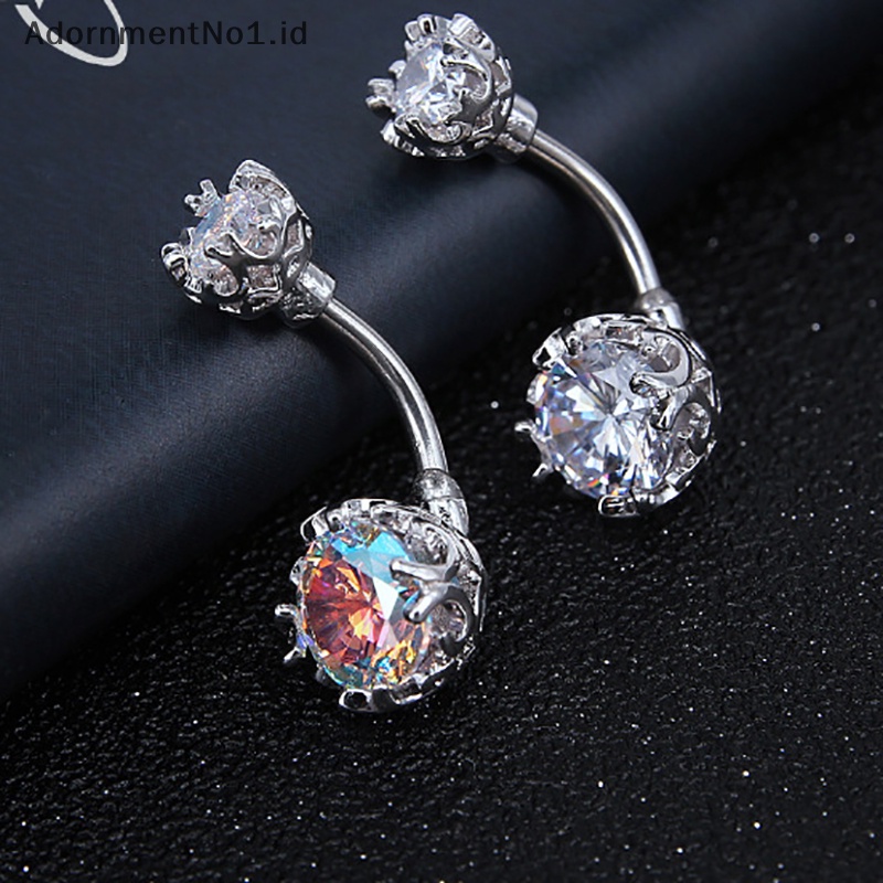 [AdornmentNo1] Kristal perut kancing cincin pusar cincin zirkon jatuhkan menjuntai tubuh perut perhiasan untuk wanita pantai perut pusar cincin hadiah perhiasan