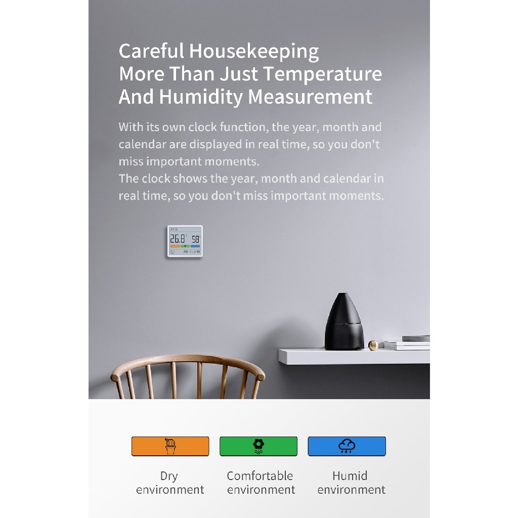 ATUMAN DUKA TH1 Clock Themohygrometer - Jam Digital dengan Termometer