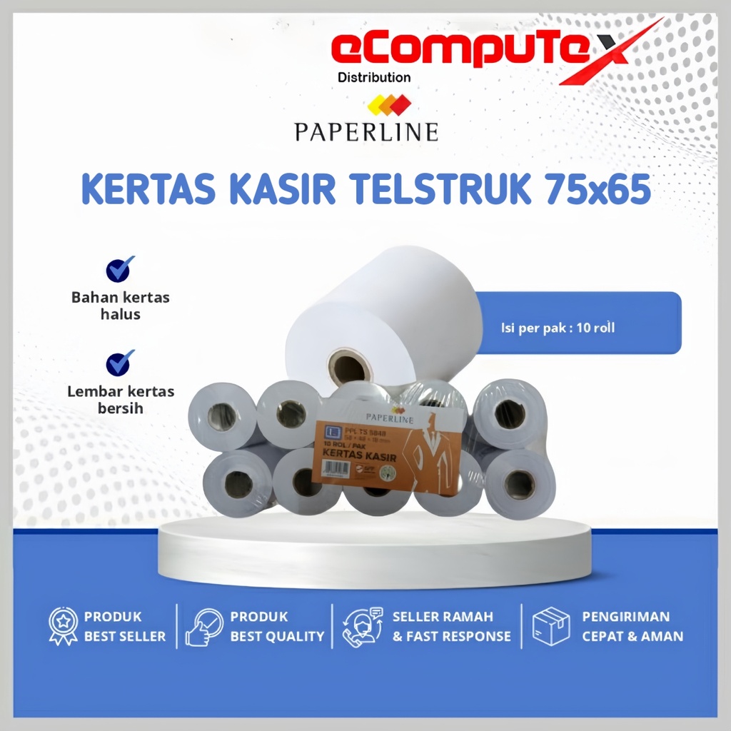 

KERTAS STRUK / KERTAS THERMAL / KERTAS KASIR / THERMAL PAPER PREMIUM PAPERLINE 75MM X 65MM