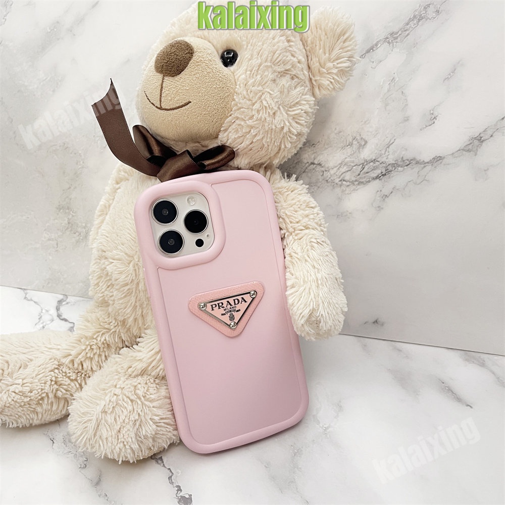 3D Prada Kulit Terasa Lembut untuk iPhone 14 Pro Max 13 12 11 Pro Max Xs Max Xr X Xs Casing Macaron Warna Penutup Belakang