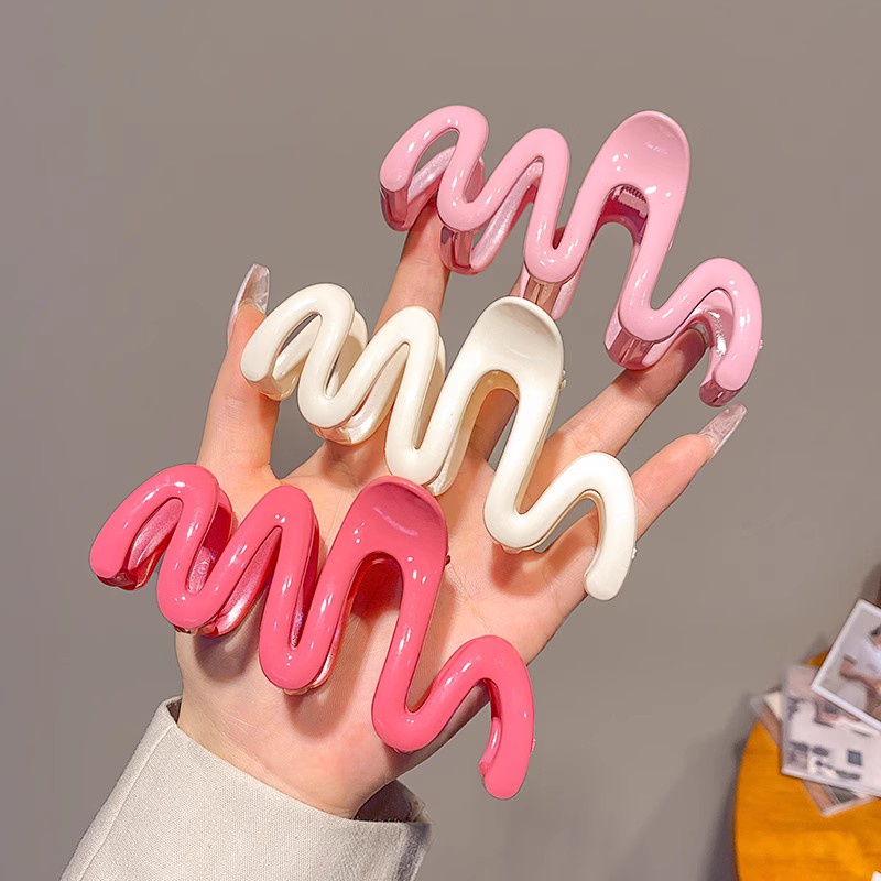 Korea Candy Color Wave Hair Clip Gadis Fashion Jepit Rambut Plastik Wanita Aksesoris Rambut