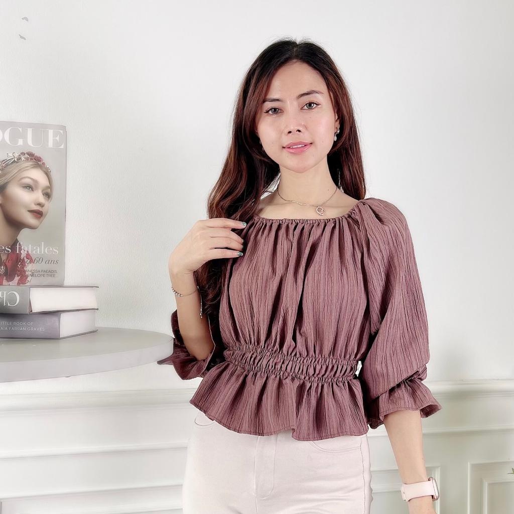 BEFAST - ZEC OOTD WANITA BLOUSE ALEA / Qenia LADY CRUSH Blouse / Atasan Wanita Lengan Panjang / Blouse Wanita Model Terbaru / Fashion kekinian Remaja ABG Trendy / Blouse Polos Formal / Pakaian Casual Wanita Kerja