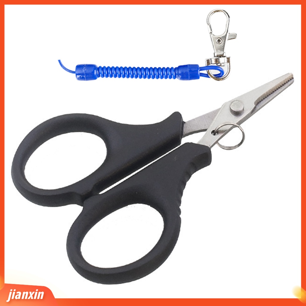 (In Stock) Gunting Pancing Multifungsi Portable Tahan Karat Ringan Aman Pisau Tajam Dengan Lanyard Tang Pancing Stainless Steel Kekuatan Tinggi Untuk Angling