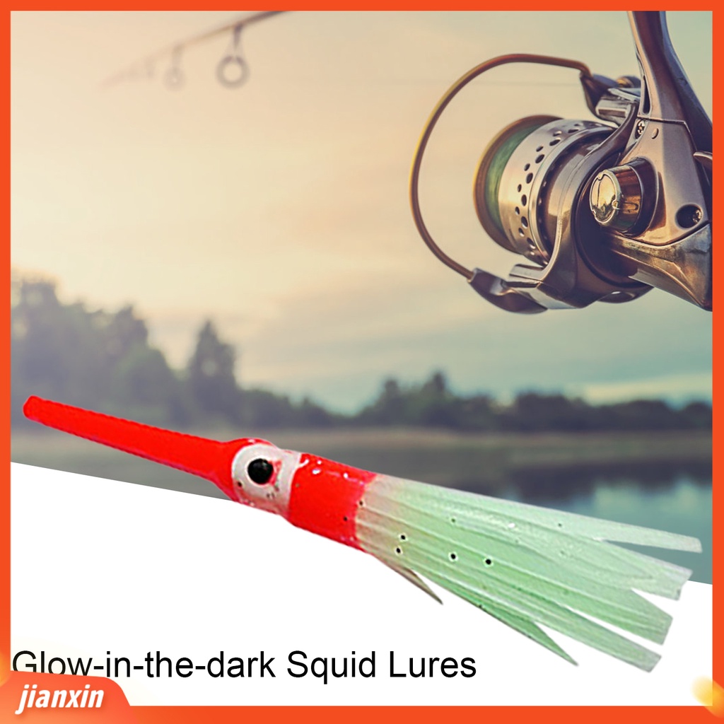 (In Stock) Simulasi Warna Cerah Mata Besar Anti Gigit Mulut Panjang 9cm Umpan Cumi Bercahaya Memancing Laut Lembut Gurita Cumi Rok Umpan Pancing Tackle