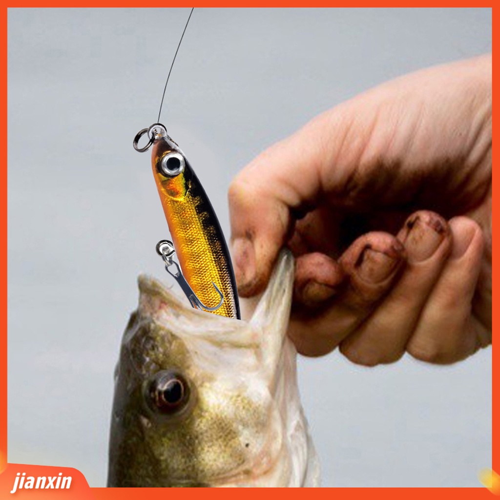 (In Stock) 5.3cm/3g Umpan Umpan 2kait Treble Tajam Barb Vibrant Steel Balls Plat Lidah Panjang Tenggelam Perlahan Umpan Bionik Untuk Memancing Di Luar Ruangan