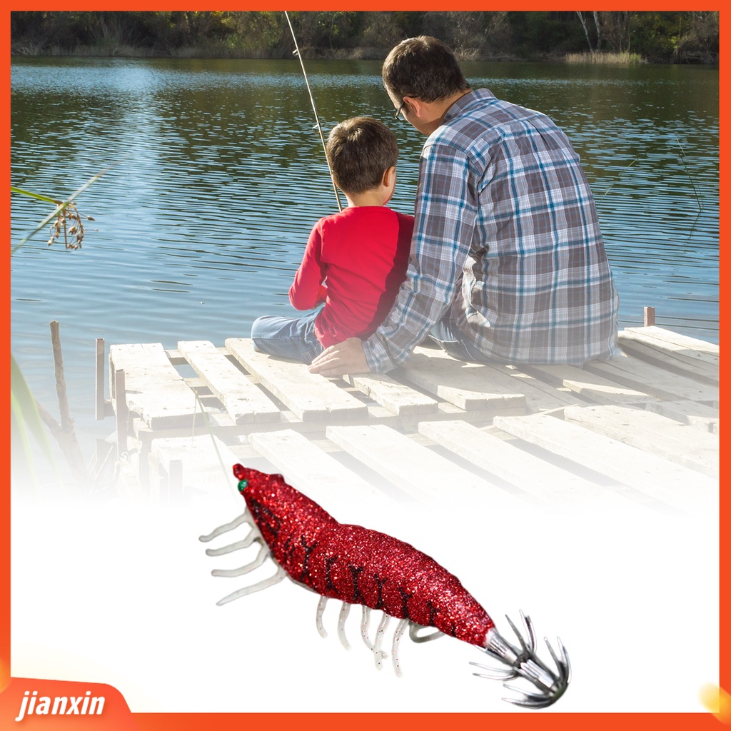 (In Stock) 11.5cm Umpan Udang Bercahaya Tajam Kait Simulasi Menggoda Angling Kayu Udang Simulasi Udang Kait Memancing Luar Ruangan