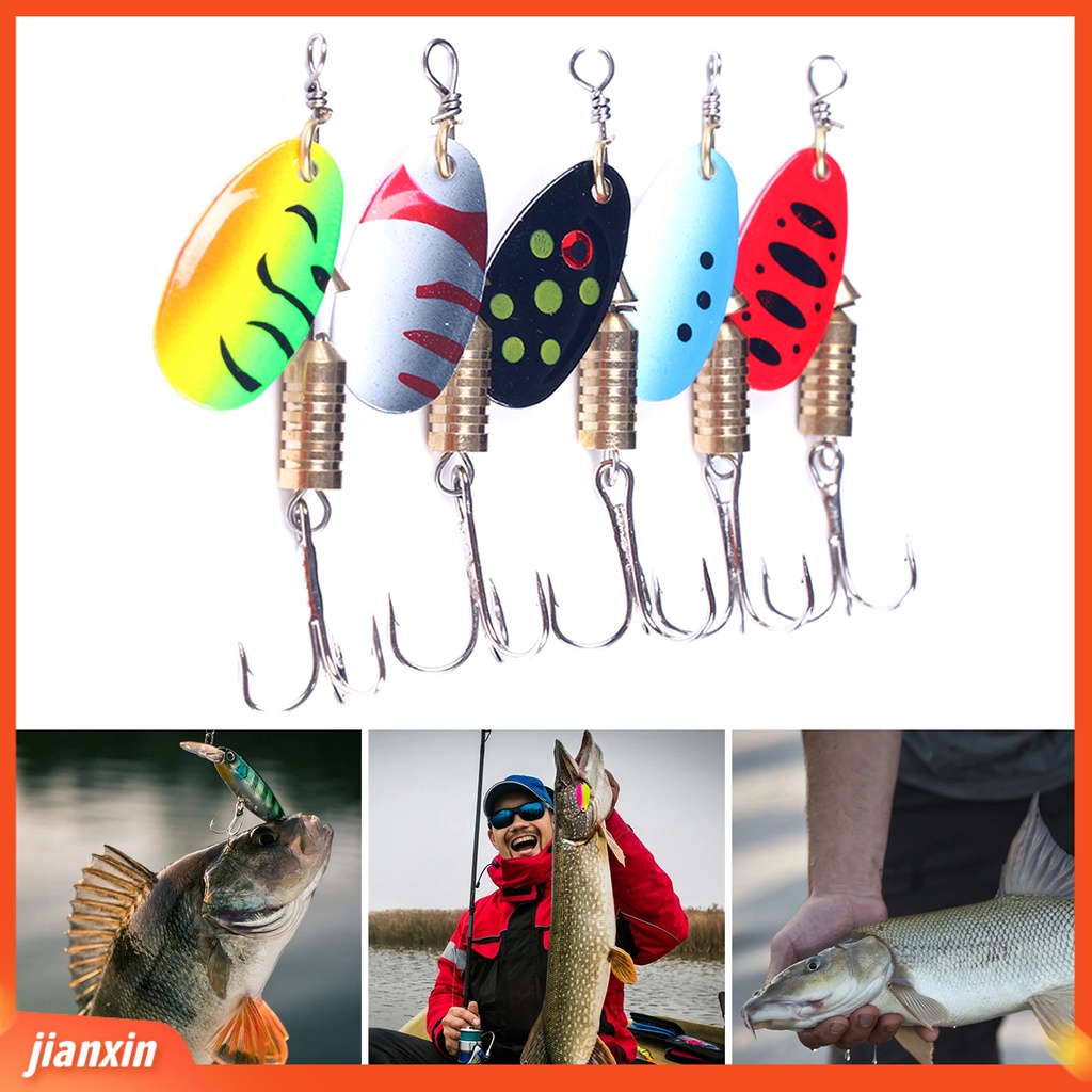 (In Stock) 5Pcs/Set 4.5cm 5.2g Sendok Lure Berputar Permukaan Terang Metal Sequin Lure Colorful Hard Spinner Umpan Untuk Memancing Laut