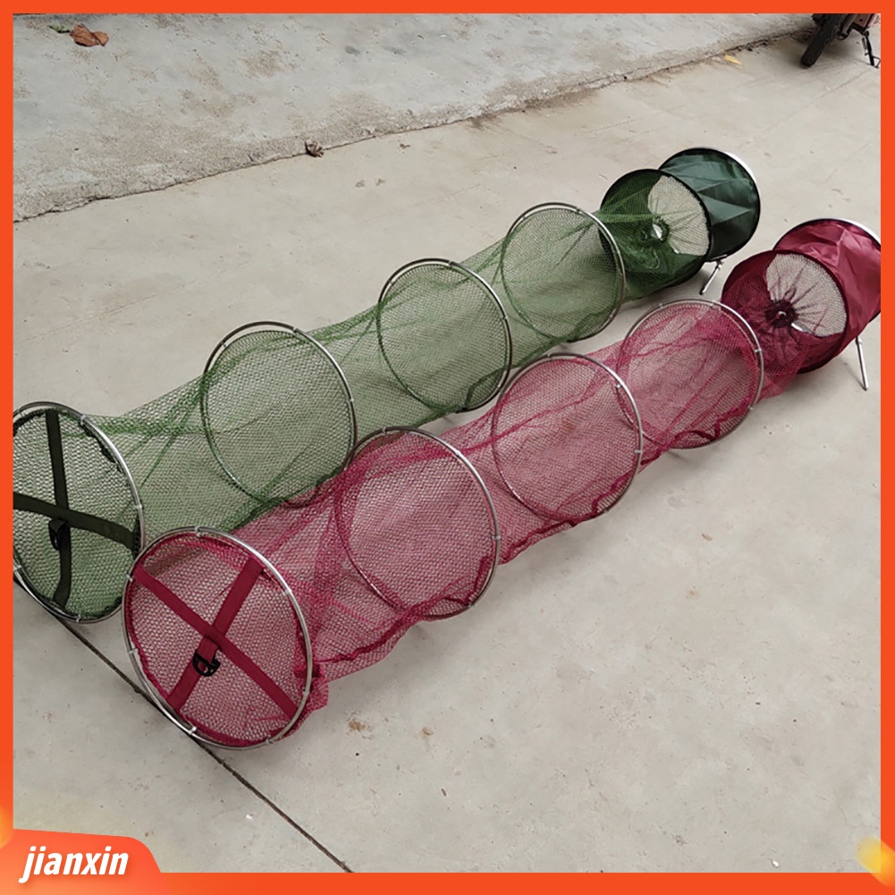 (In Stock) 2m /2.5m Collapsible Nylon Stainless Steel Penangkap Ikan Jaring Perangkap Kandang Pancing Mesh Basket