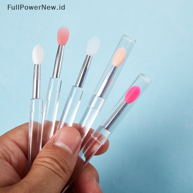 Power 2pcs Lip Gloss Aplikator Kuas Bibir Silikon Dengan Tutup Debu Brush Makeup ID