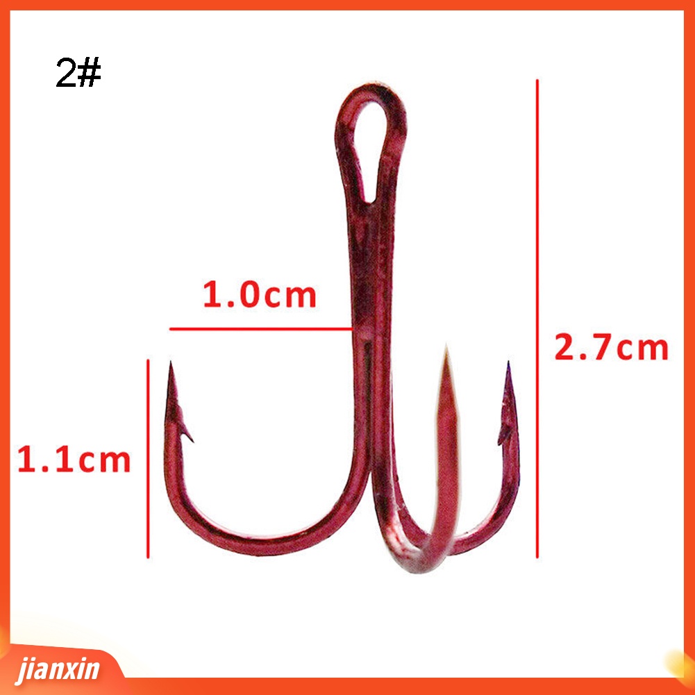 (In Stock) 100Pcs 2/4 /6 /8 /10 /12 /14#Baja Karbon Tinggi Diasah Treble Memancing Hooks Tackle