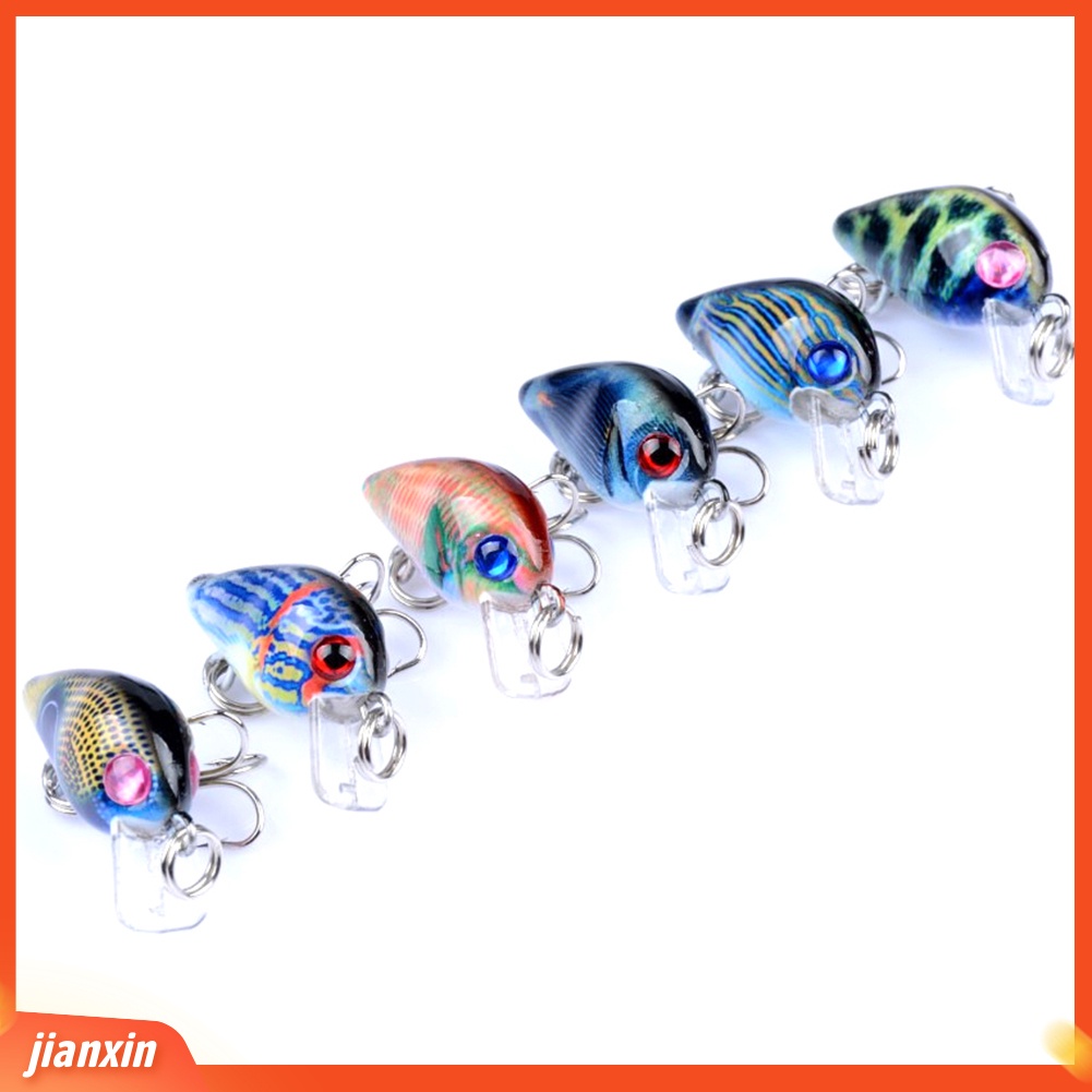 (In Stock) 6 Pcs 3 cm 1.5g Mini Memancing Buatan Manusia Hidup Umpan Wobbler Air Ikan Renang Umpan