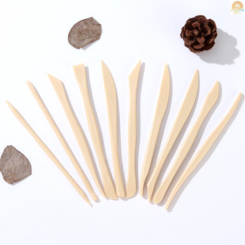 In Stock 10buah Clay Sculpting Tools Set Alat Tembikar Plastik Keramik Clay Carving Tools Hadiah Untuk Siswa Pemula Profesional DIY Perlengkapan Seni