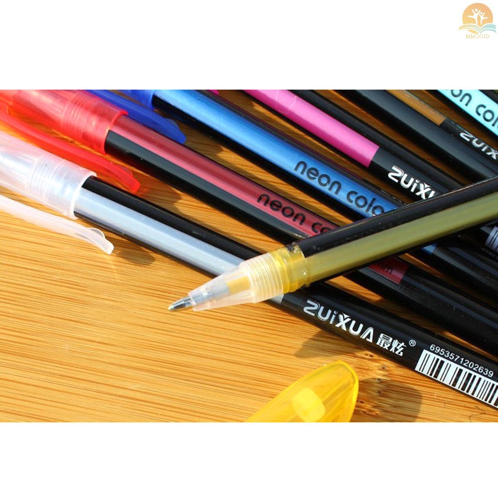 In Stock 12pcs Color Gel Pen Set Netral Pen Marker Untuk Menulis Menandai Gambar Lukisan Buku Mewarnai DIY Kartu Hadiah Album Foto Proyek Seni Untuk Siswa Sekolah Kantor Dewasa, P