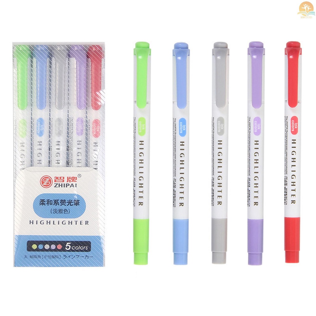 In Stock 5warna Dual Tip Stabilo Pulpen Pahat Lebar Dan Tips Halus Spidol Untuk Siswa Sekolah Kantor Perlengkapan Rumah