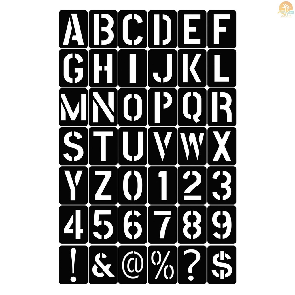In Stock 42PCS Stensil Huruf Dan Angka Template Reusable Washable Alphabet Stencils Ramah Lingkungan PP Art Craft Template Untuk Lukisan Di Dinding Kain Scrapbooking Kayu D