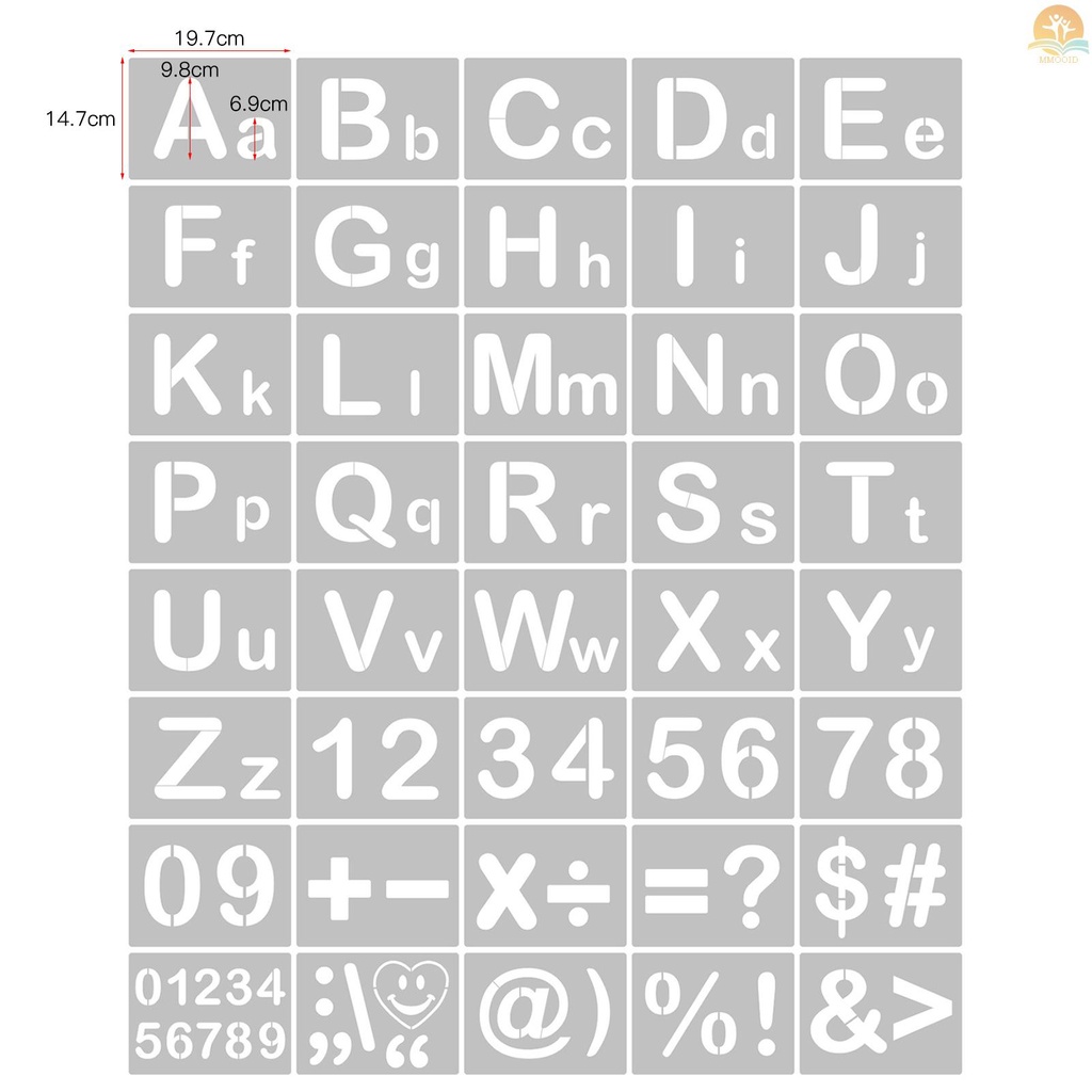 In Stock 40PCS Stensil Huruf Dan Angka Template Reusable Washable Alphabet Stencils Ramah Lingkungan PET Art Craft Template Untuk Lukisan Di Dinding Kain Scrapbooking Kayu Do