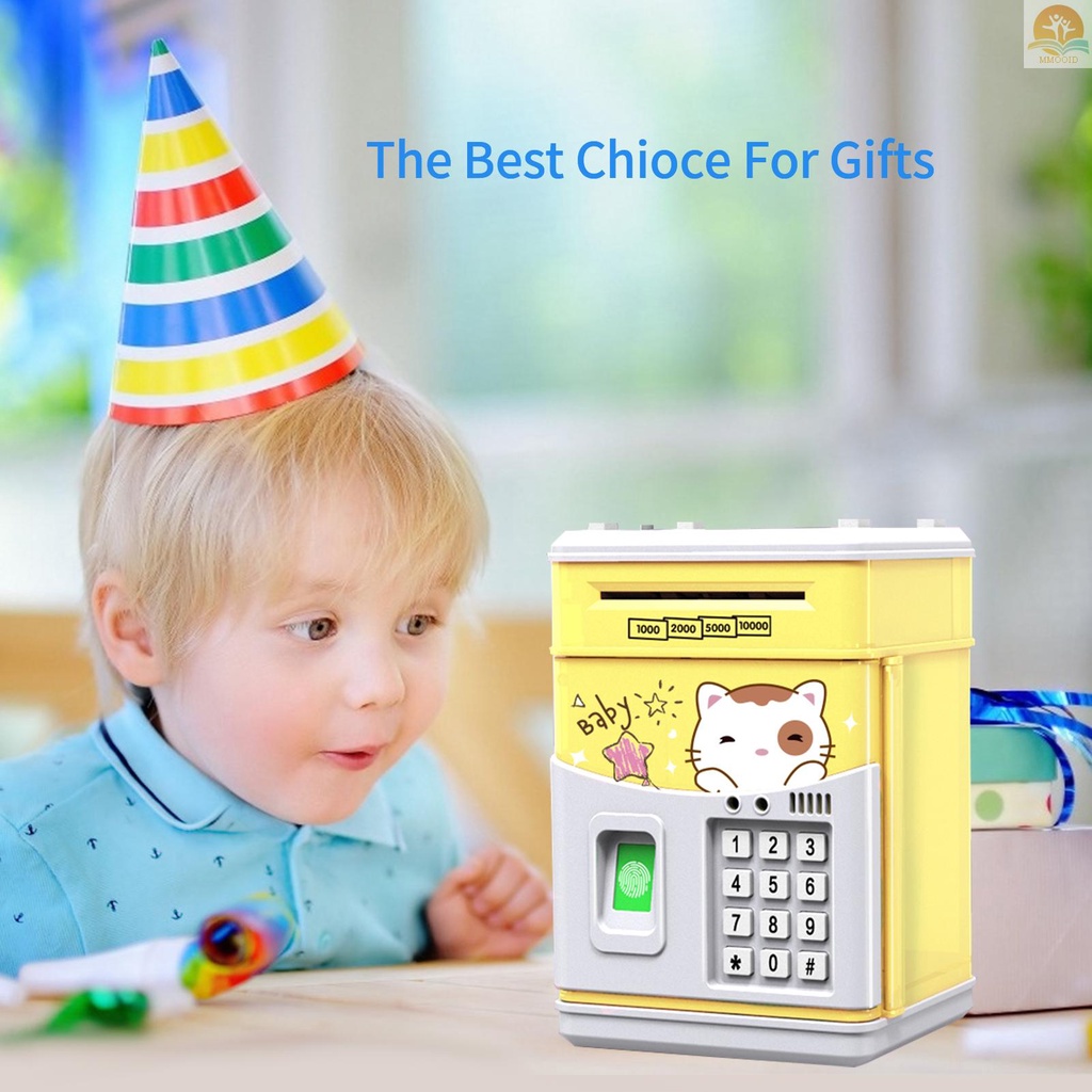 In Stock Celengan Elektronik Kotak Tabungan ATM MINI Dengan Simulasi Password Fingerprint Money Bank Untuk Koin Tunai Kertas Gulung Otomatis Untuk Anak Laki-Laki Perempuan Anak Brankas Kotak Sempurna Birthda