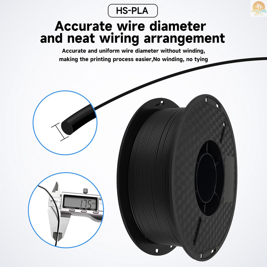 In Stock KINGROON 3D Printer HS-PLA Filament 1KG 1.75mm Cairan Tinggi Bahan Printing 3D Degradable Eco- friendly Spool Akurasi Dimensi+/-0.02mm Standar 1rol - Hitam