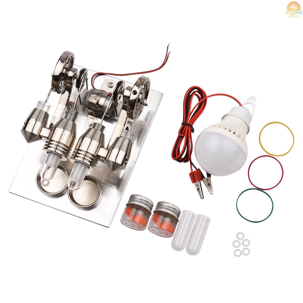 In Stock Stirling Engine Kit Dual Engine Generator Hot Air Model Motor Model Generator Fisik Dengan Desain Roda Gila Percobaan Sains Mainan Edukasi DIY Untuk Guru Dewasa Anak Sc