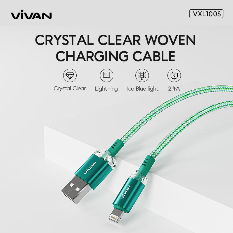 VIVAN Kabel Data VXL100S Data Cable UNTUK Iphone Lightning USB 100cm Fast Charging 2.4A Garansi Original Resmi