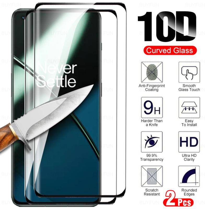 2pcs Kaca Lengkung Untuk OnePlus 10 9 8 7T 7pro Pelindung Tempered Glass Film Untuk OnePlus 11R 11 Ace2